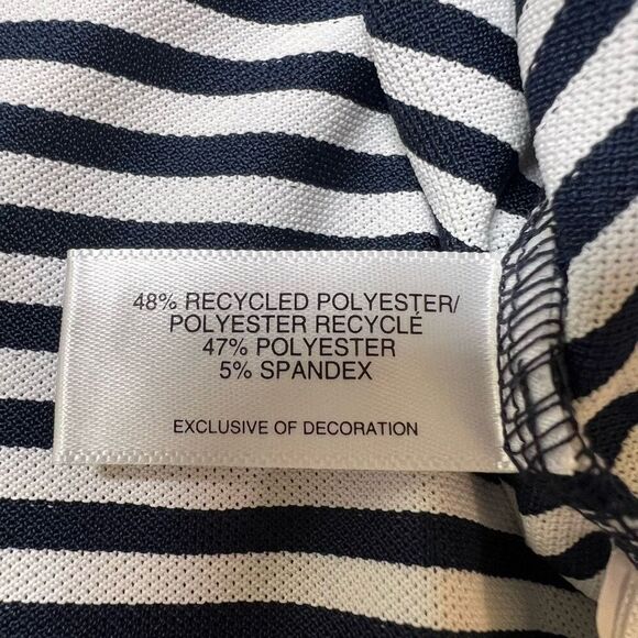 Cutter & Buck Mens Blue White Stripe Stretch Short Sleeve Polo Shirt Medium - Picture 7 of 10